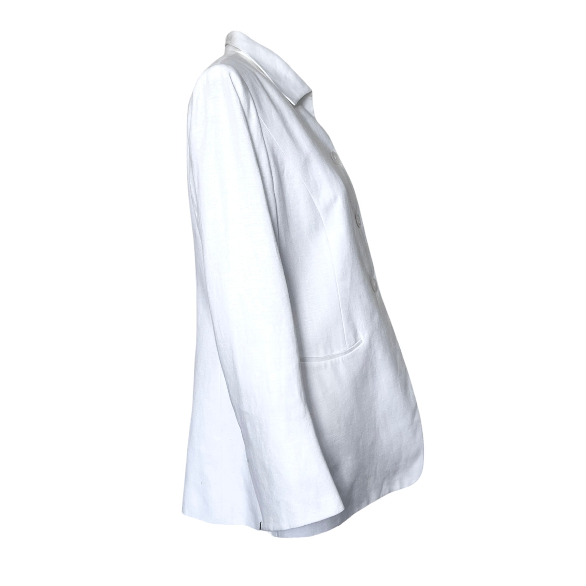 Hermès Late 1970's White Linen Blazer Jacket, side 2