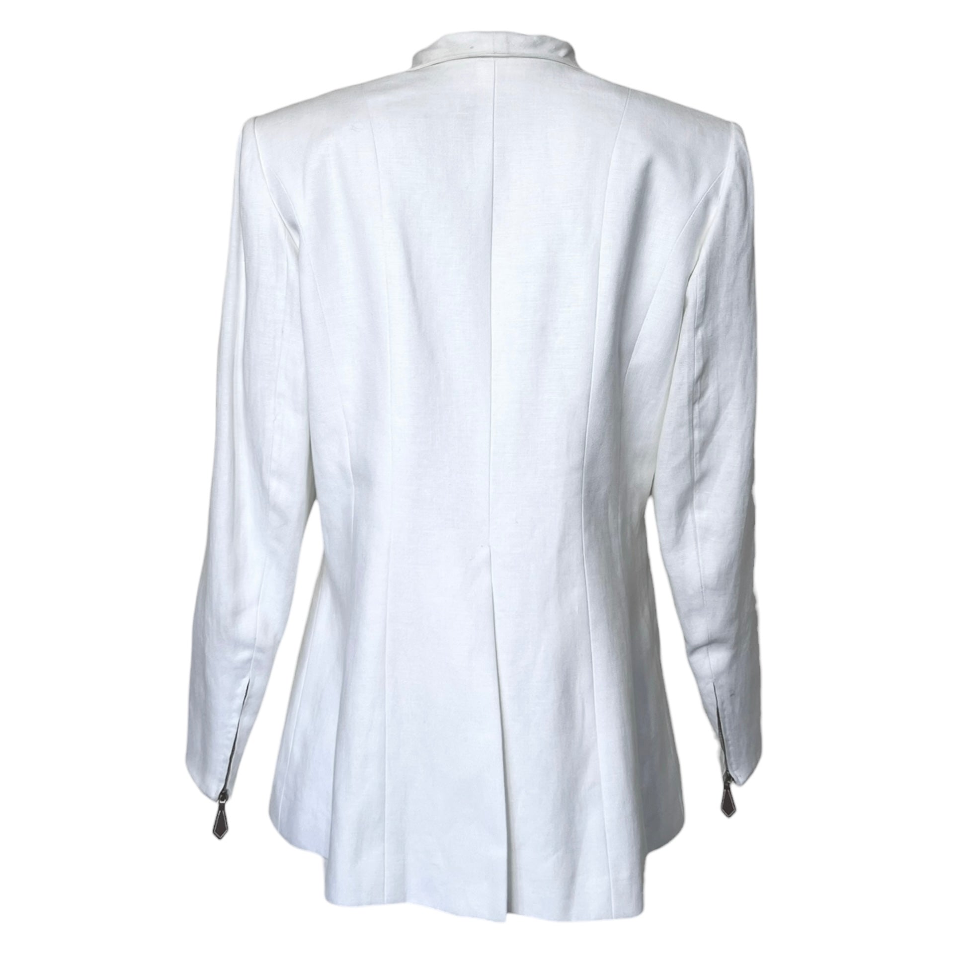 Hermès Late 1970's White Linen Blazer Jacket, back