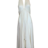 Norma Kamali 70s Cream Jersey Halter Disco Dress FRONT 1/5