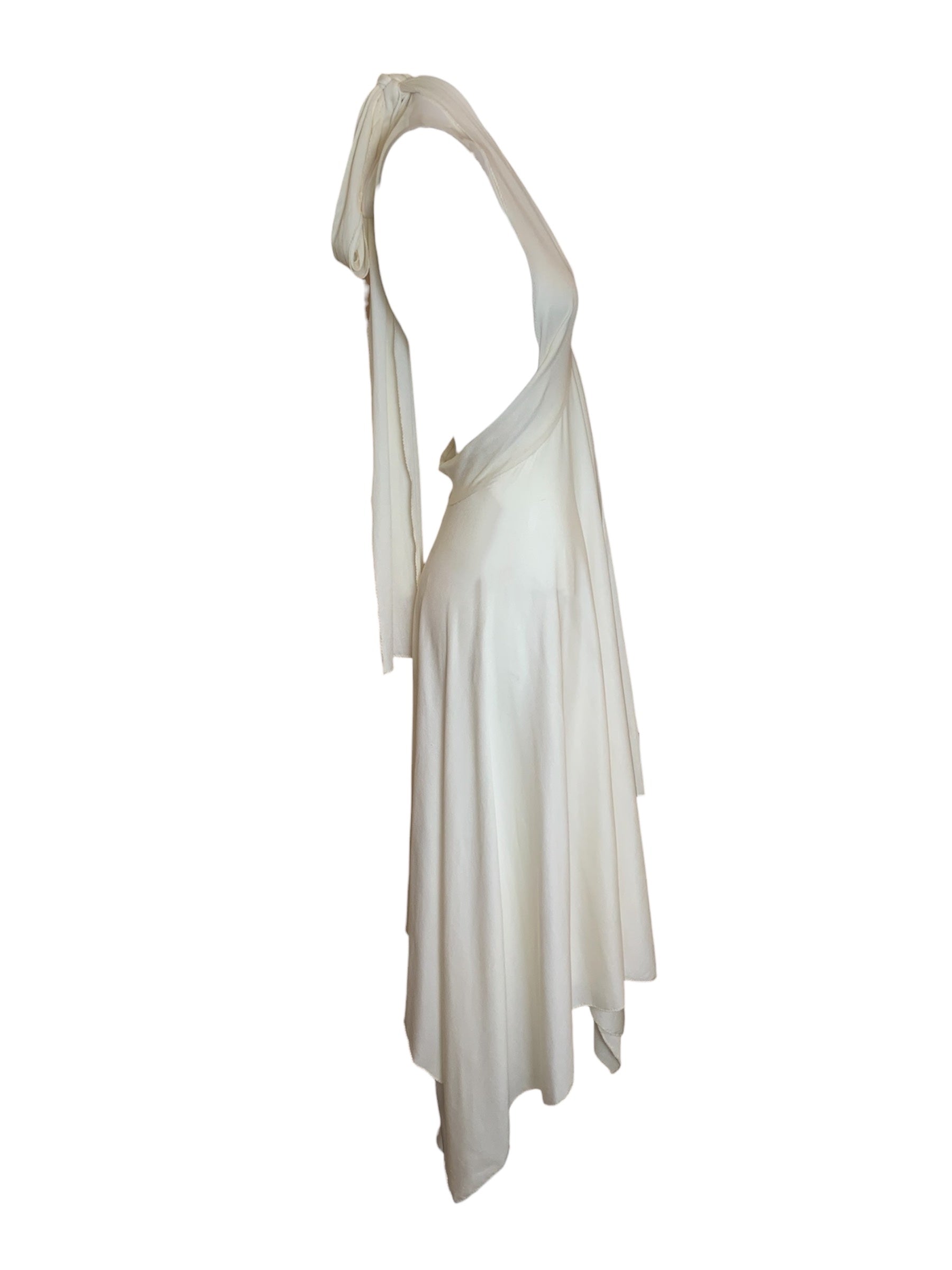 Norma Kamali 70s Cream Jersey Halter Disco Dress SIDE 2/5