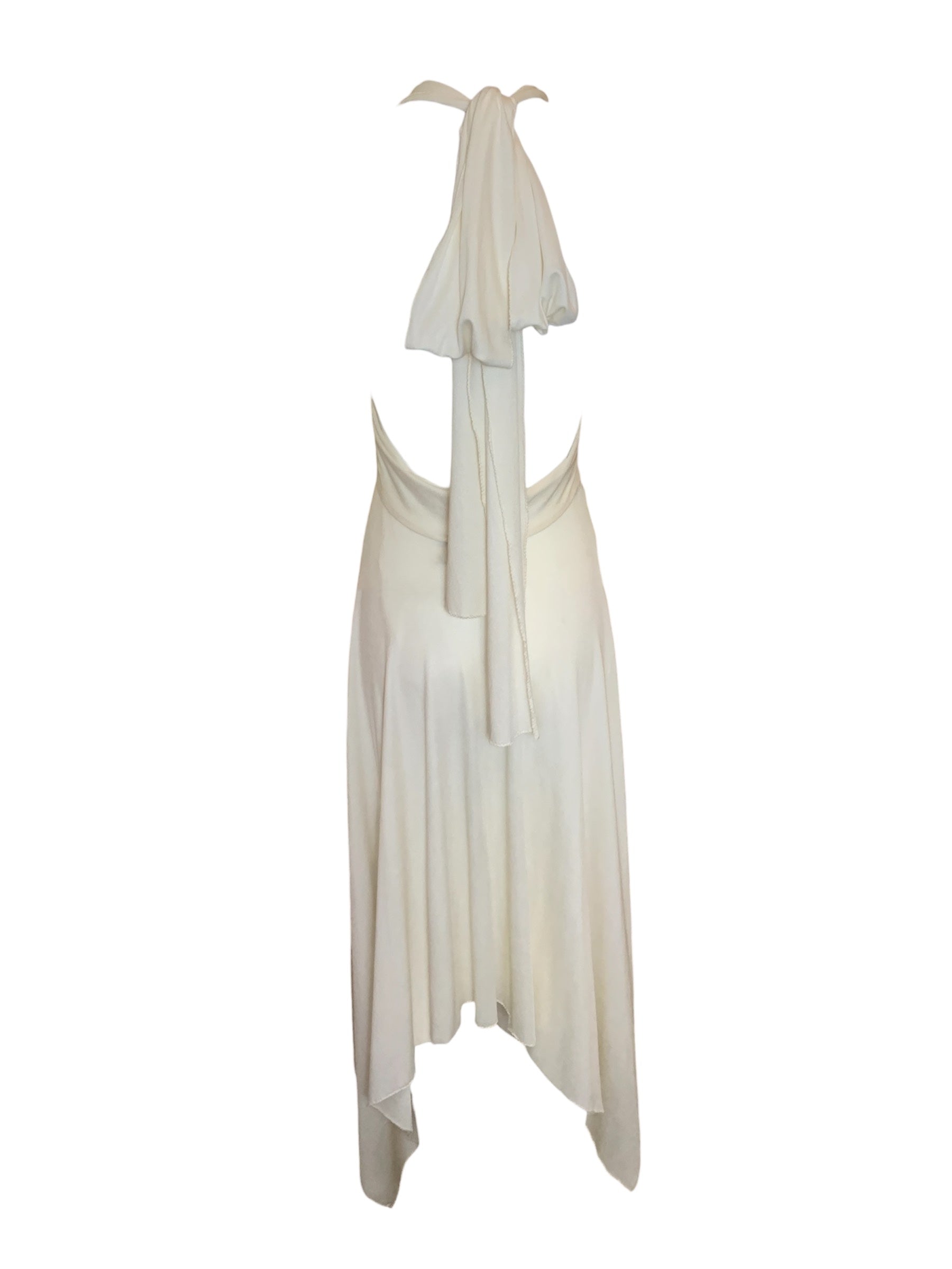 Norma Kamali 70s Cream Jersey Halter Disco Dress BACK 3/5