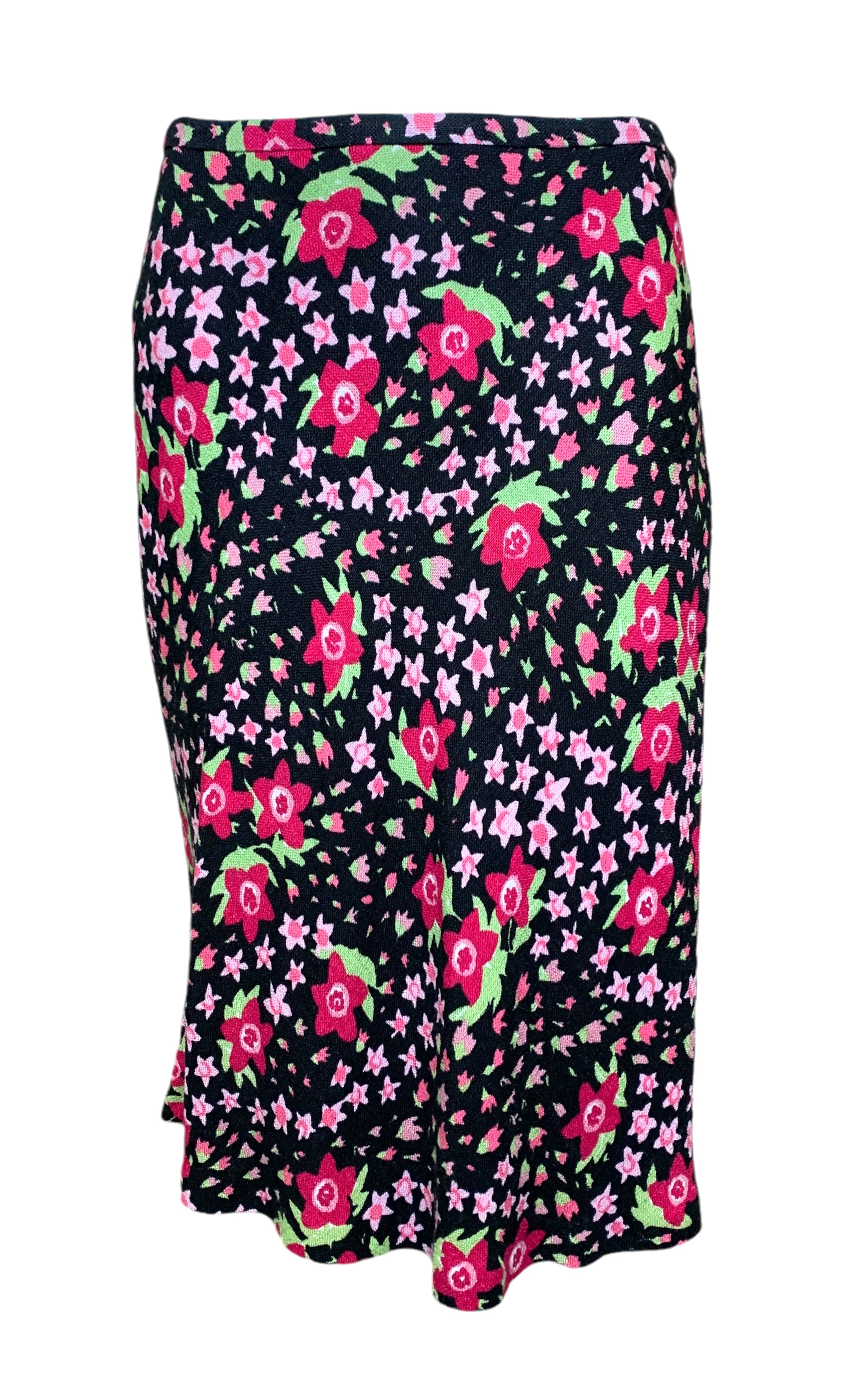 Moschino 2000's Black and Pink Floral Skirt Suit, skirt