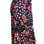 Moschino 2000's Black and Pink Floral Skirt Suit, skirt side