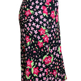 Moschino 2000's Black and Pink Floral Skirt Suit, skirt side