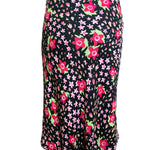 Moschino 2000's Black and Pink Floral Skirt Suit, skirt back