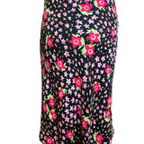 Moschino 2000's Black and Pink Floral Skirt Suit, skirt back