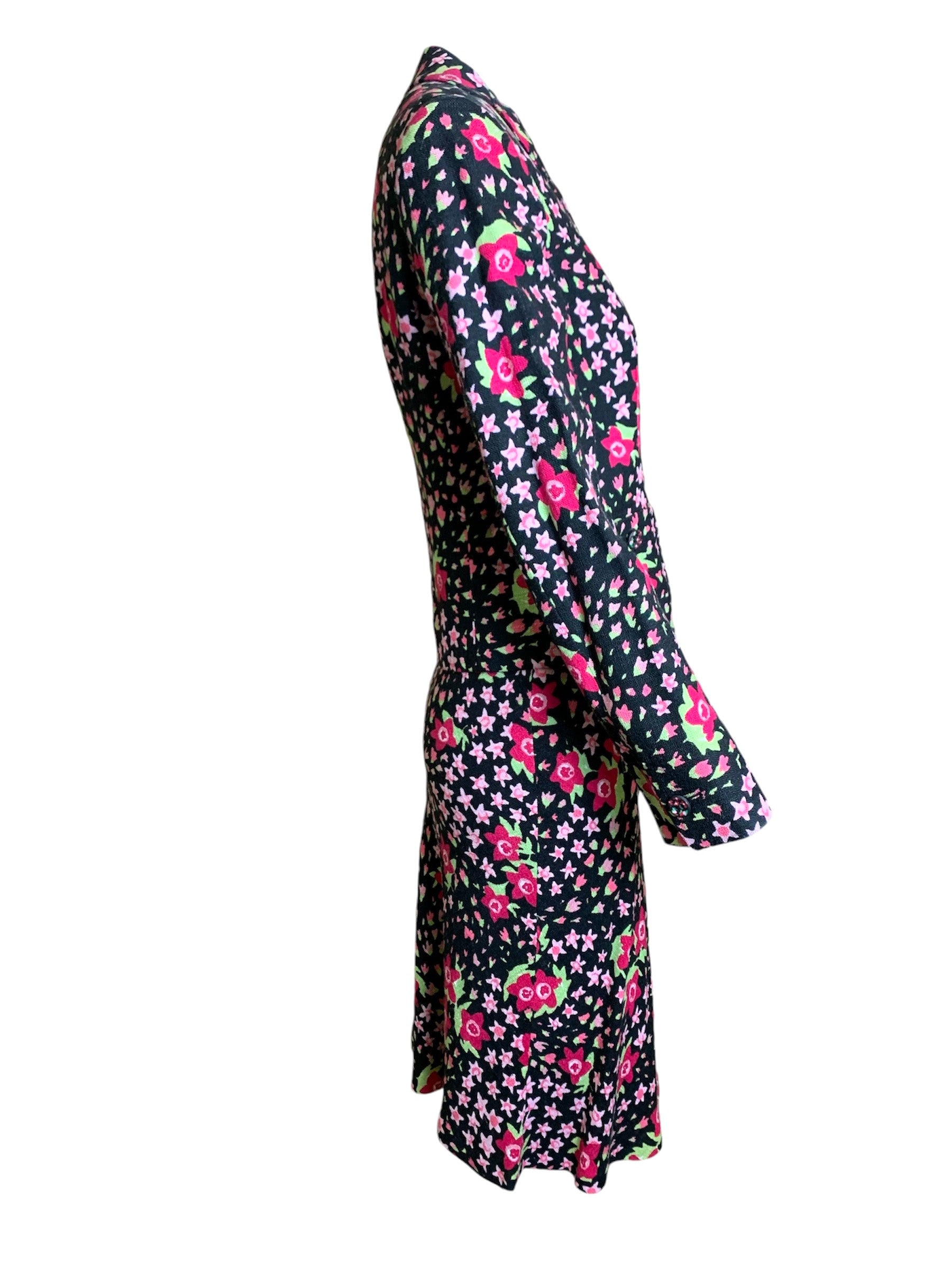 Moschino 2000's Black and Pink Floral Skirt Suit SUIT SIDE 2/13