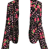 Moschino 2000's Black and Pink Floral Skirt Suit, jacket front