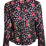 Moschino 2000's Black and Pink Floral Skirt Suit, jacket back