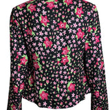 Moschino 2000's Black and Pink Floral Skirt Suit, jacket back