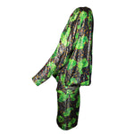 Galanos 1980's Acid Green Lamé Silk Jacquard Paisley Blouson Skirt Ensemble, side 3
