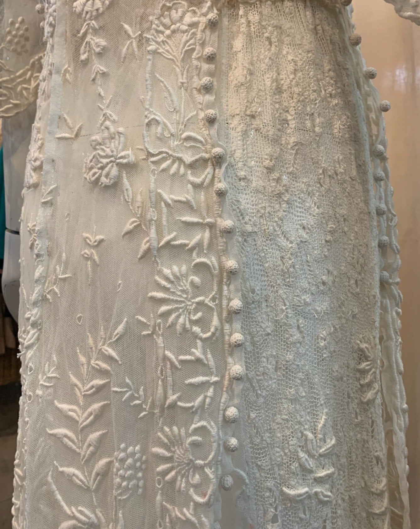 Edwardian Gown White Handmade Lace and Embroidery  FETSIL 6 of 6
