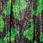 Galanos 1980's Acid Green Lamé Silk Jacquard Paisley Blouson Skirt Ensemble, fabric close up