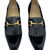 Gucci Black Leather & Suede Marmont Fringe Loafers  TOP 3/11