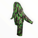 Galanos 1980's Acid Green Lamé Silk Jacquard Paisley Blouson Skirt Ensemble, side