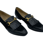 Gucci Black Leather & Suede Marmont Fringe Loafers  FRONT ANGLED 1/11