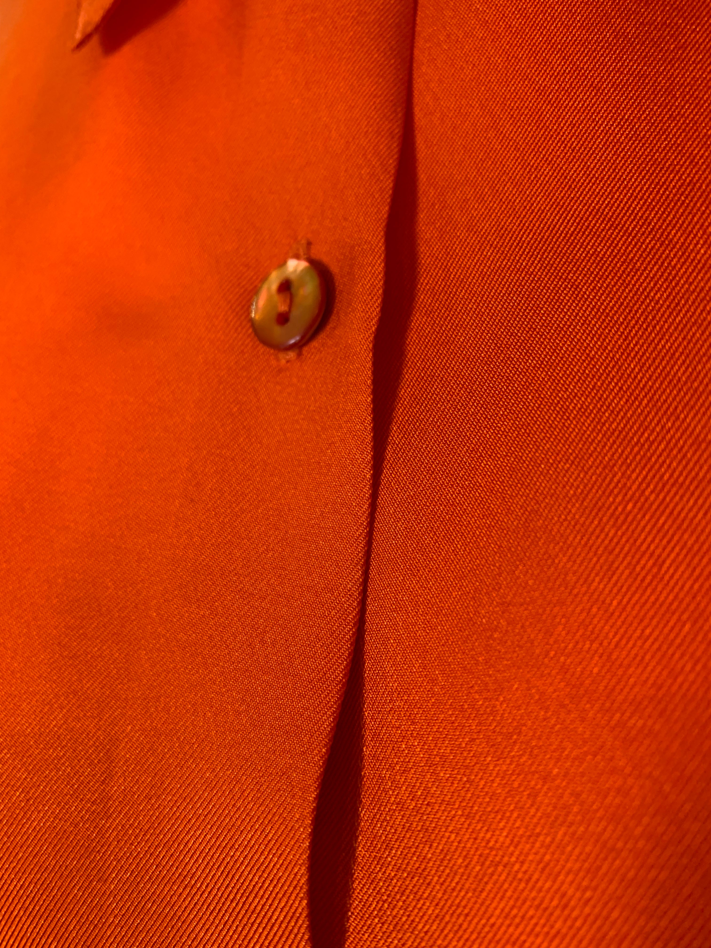 Yves Saint Laurent Orange Silk Blouse and Pants Ensemble BUTTON DETAIL 10/11