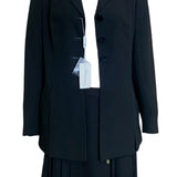 Blumarine Floral Embroidered Black Pleated Skirt Suit Ensemble FRONT OPEN WITH TAGS 4 OF 13