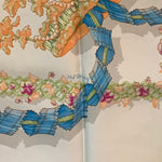 Hermes 1986 'Le Sacre du Printemps" Ivory & Blue Silk Scarf SIGNATURE 3 of 4