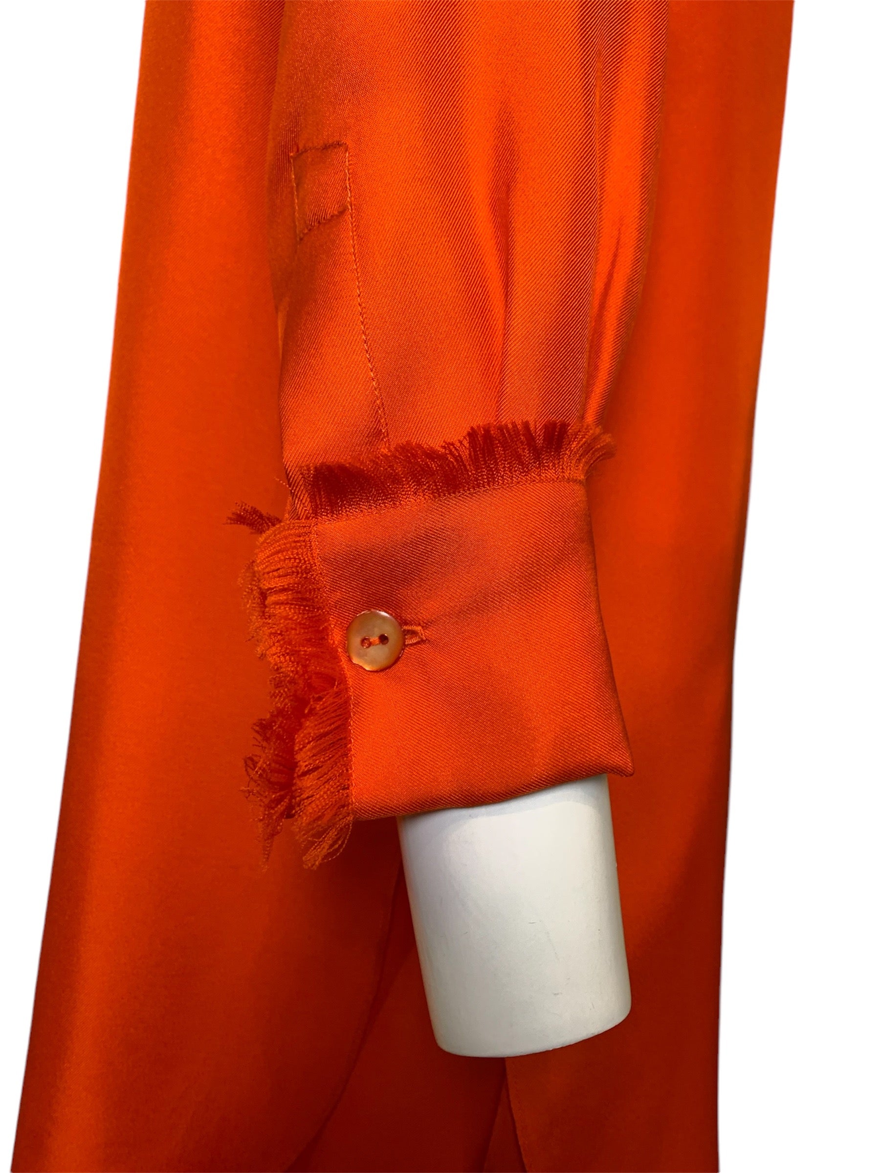 Yves Saint Laurent Orange Silk Blouse and Pants Ensemble SLEEVE CUFF DETAIL 4/11