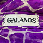 Galanos S/S 1984 Purple Silk Chiffon Jacquard Giraffe Print Beaded Skirt Ensemble, label
