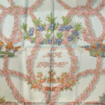 Hermes 1986 'Le Sacre du Printemps' Spring Pink & White Silk Scarf DETAIL 2 of 4