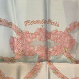 Hermes 1986 'Le Sacre du Printemps' Spring Pink & White Silk Scarf SIGNATURE 4 of 4