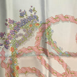 Hermes 1986 'Le Sacre du Printemps' Spring Pink & White Silk Scarf DETAIL 3 of 4