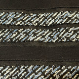 Oscar de la Renta 2000's Black Knit Dress with Tweed Stripe Appliquéd Bands, detail