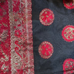 Malcolm Starr 1970s Black, Red and Gold Lurex Dress, detail