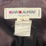 Saint Laurent 1970's Black Wool Gabardine and Faille Skirt Suit, label