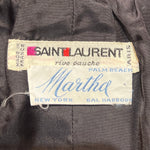 Saint Laurent 1970's Black Wool Gabardine and Faille Skirt Suit, label 2