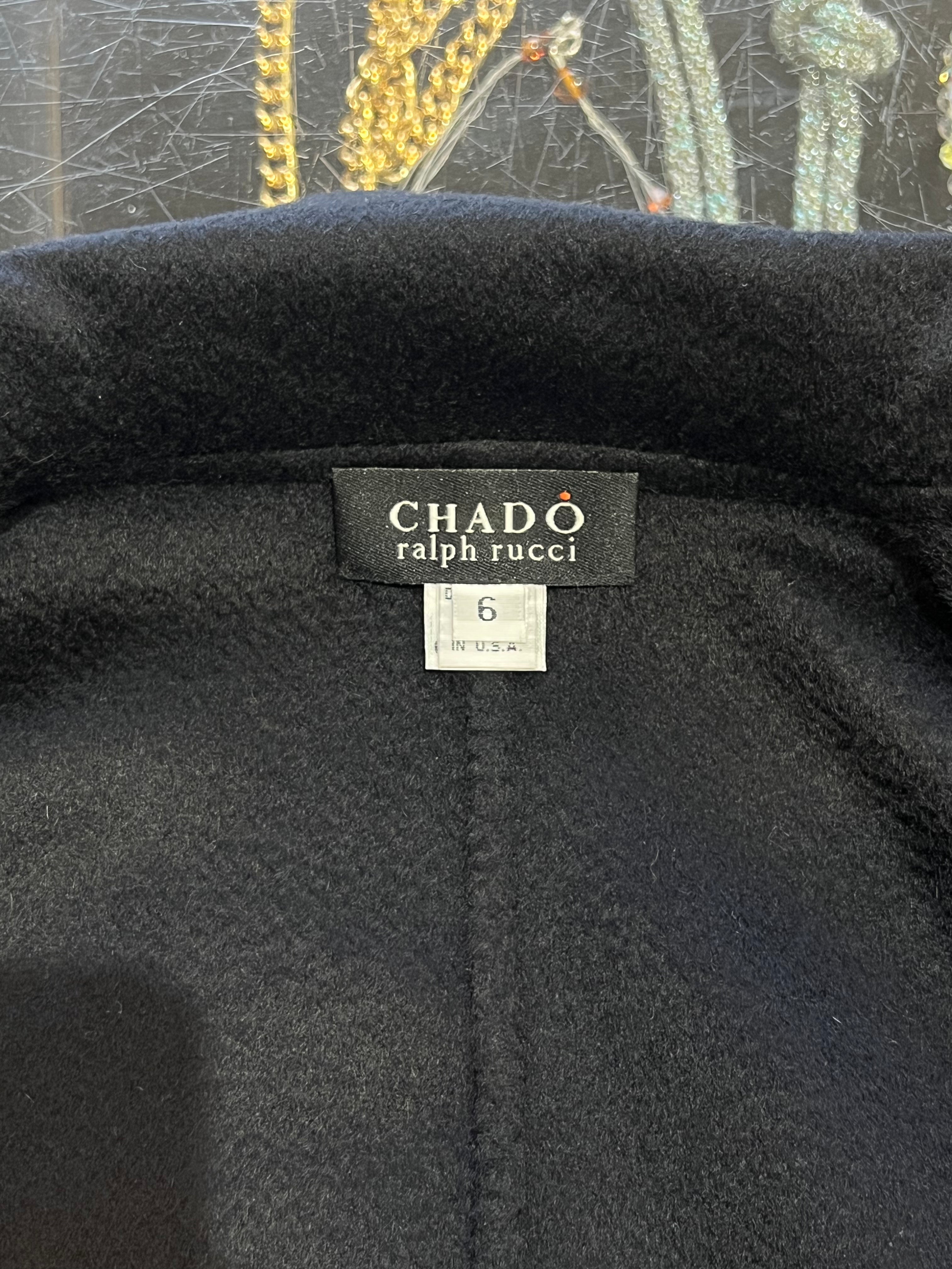 Chado Ralph Rucci S/S 2001 Charcoal Black Cashmere Pant Suit, label 2