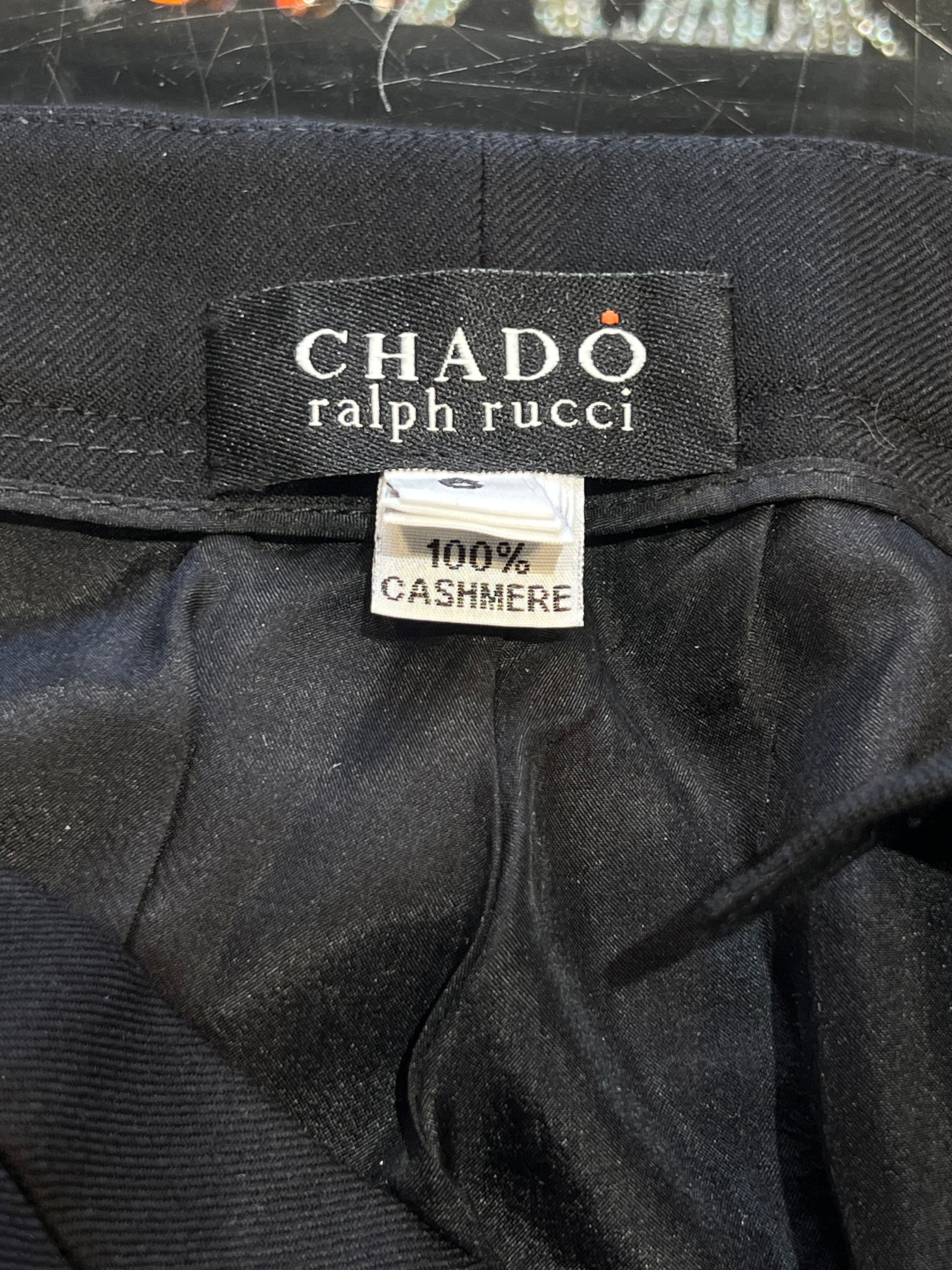 Chado Ralph Rucci S/S 2001 Charcoal Black Cashmere Pant Suit, label