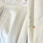 RIGHT BACK OF SLEEVE, TEENY YELLOWING PINPOINTS