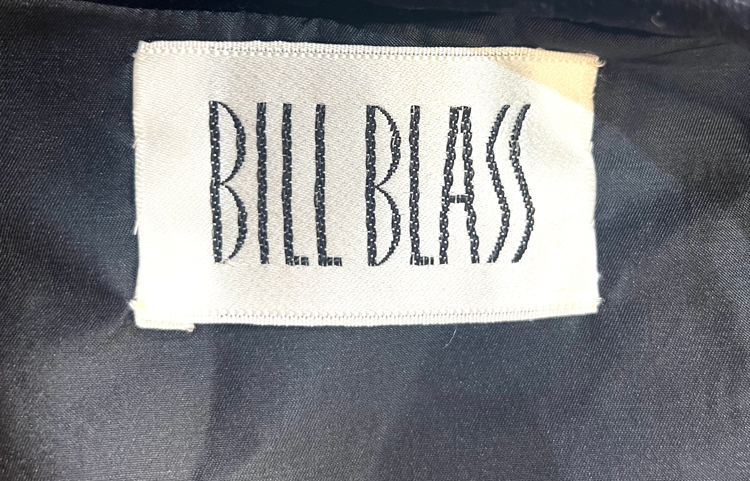 Bill Blass 1970s Black Animal Print Textured Velvet Belted Belted Coat, label