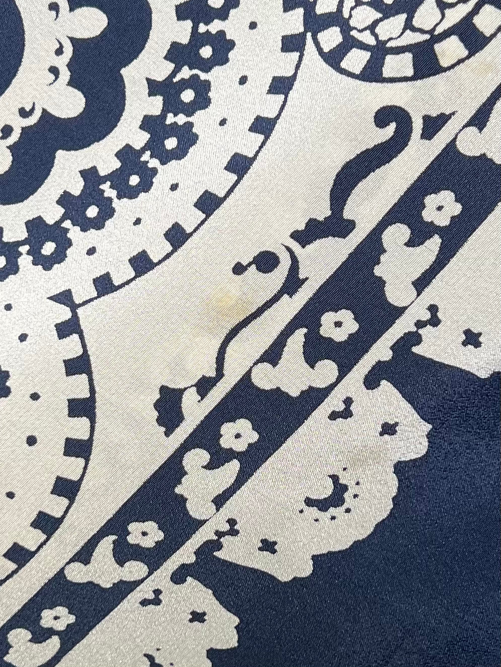 Gucci by Tom Ford Cruise 2004 Paisley Navy Blue and Ivory Large Silk Pareo Scarf, slight yellowing