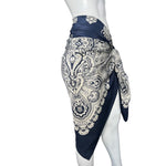 Gucci by Tom Ford Cruise 2004 Paisley Navy Blue and Ivory Large Silk Pareo Scarf, side tied as skirt