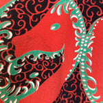 1940's Red Graphic Horse Head Printed Rayon Crepe Dress, water stain