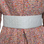 Chanel 1985 Cruise White Quilted Leather Belt with Gold Plated Buckle, on a garment 2