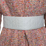 Chanel 1985 Cruise White Quilted Leather Belt with Gold Plated Buckle, on a garment 2