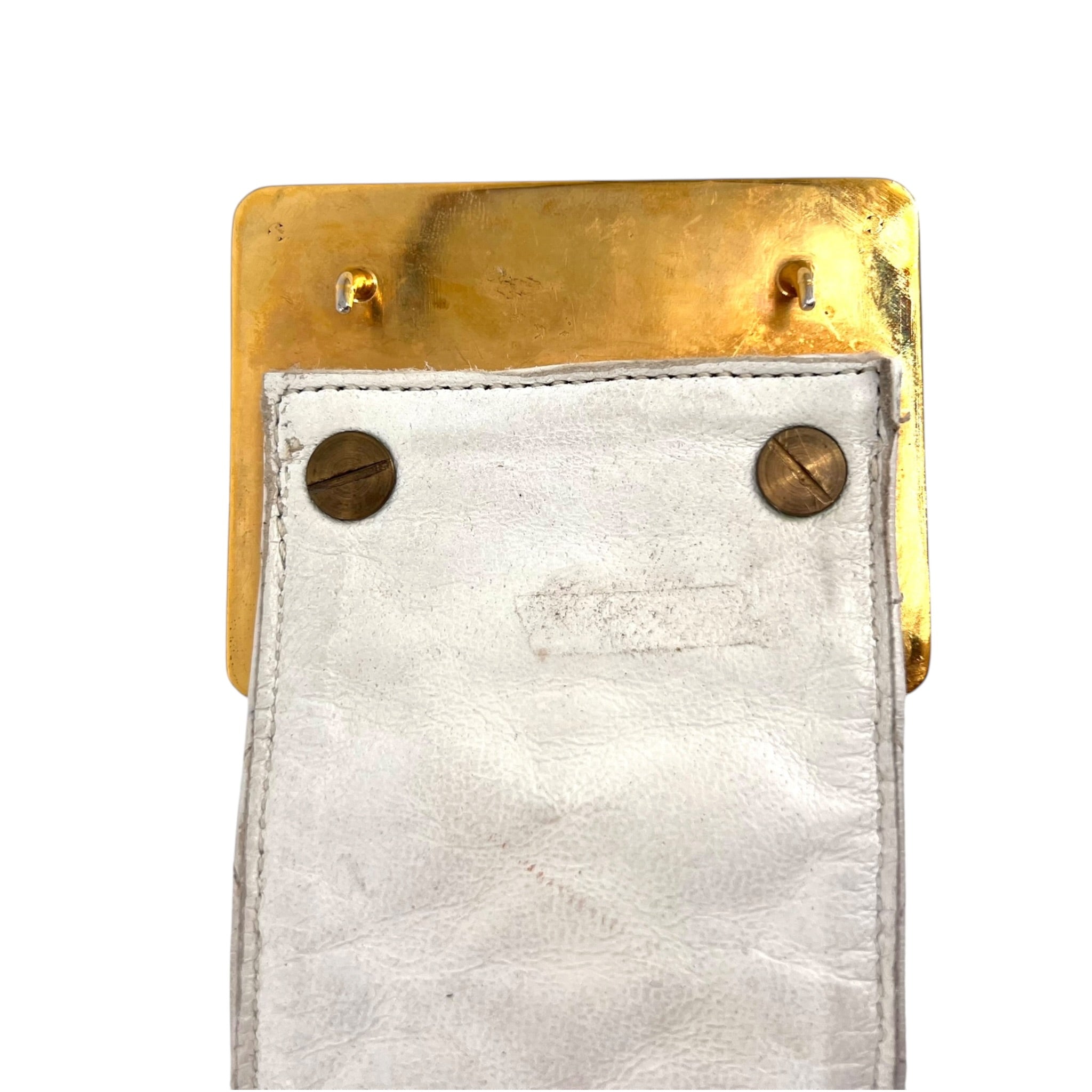 Chanel 1985 Cruise White Quilted Leather Belt with Gold Plated Buckle, reverse buckle