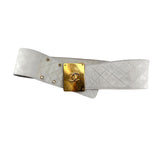 Chanel 1985 Cruise White Quilted Leather Belt with Gold Plated Buckle, slightly open