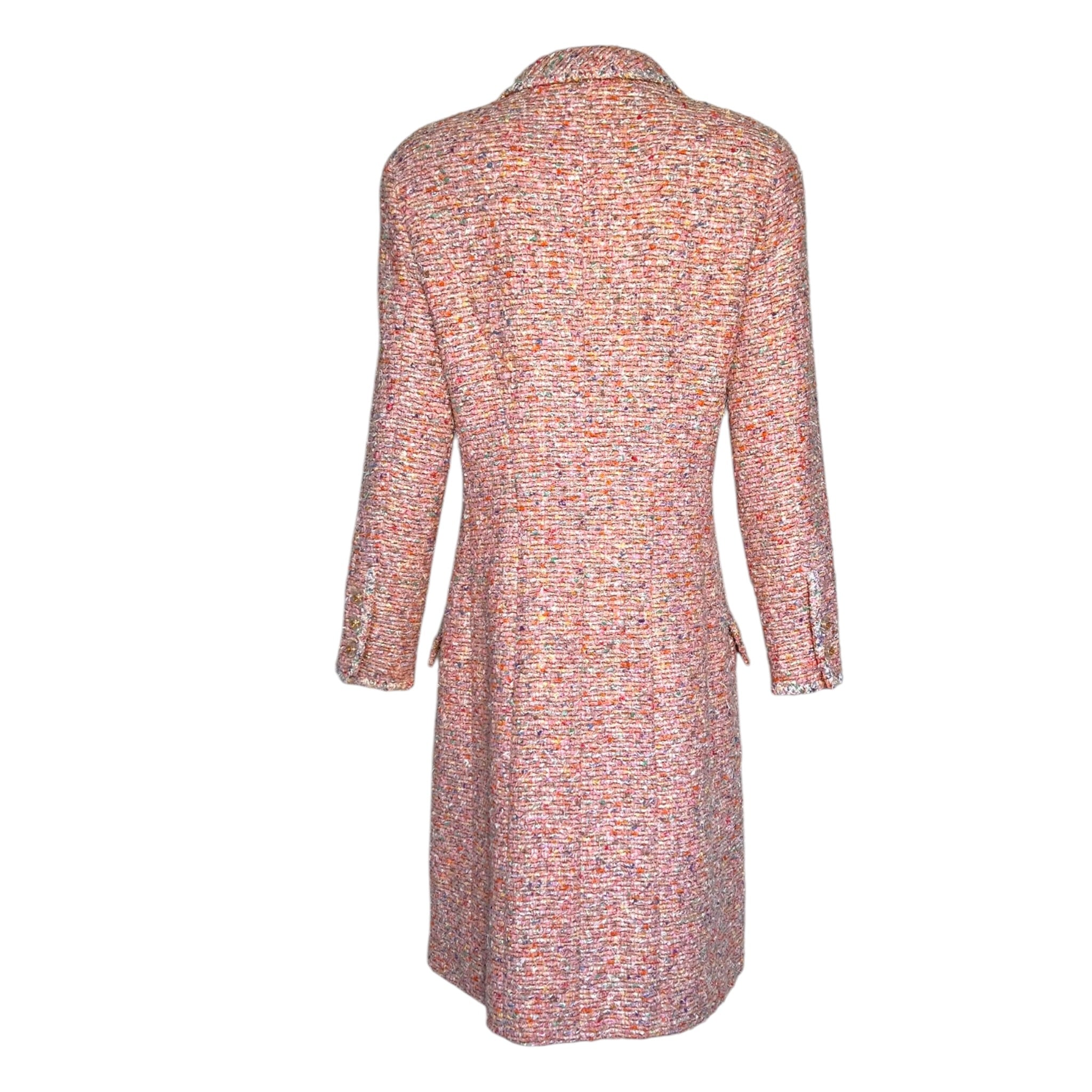 Chanel S/S 1997 Pink Multicolor Metallic Bouclé Tweed Coat, back