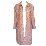 Chanel S/S 1997 Pink Multicolor Metallic Bouclé Tweed Coat, open