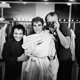 Azzedine Alaïa, Maria Johnson, and Peter Lindbergh, Paris, 1984. 
Photograph by Peter Lindbergh. Courtesy of the Peter Lindbergh Foundation, Paris.