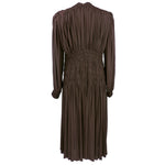 Madame Grès Haute Couture 1940's Brown Hand Smocked Matte Jersey Dress, back