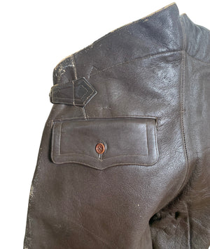 20s Rare Brown Leather Motorcycle Pants DETAIL 4 of 5