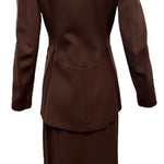 40s Chocolate Brown Wool Gabardine Beaded Suit BACK 3 of 6