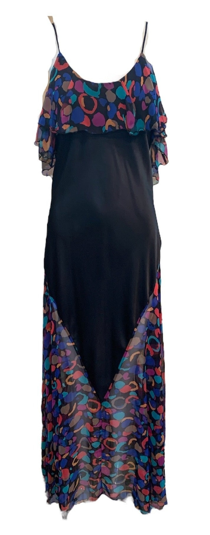 Bob Mackie Black Multicolor Print Two Piece Peignoir Set  NIGHTGOWN 4 of 6